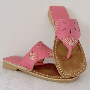 Stegmann Cut-out Whipstitch Slip On Thong Sandals in Pink, 6